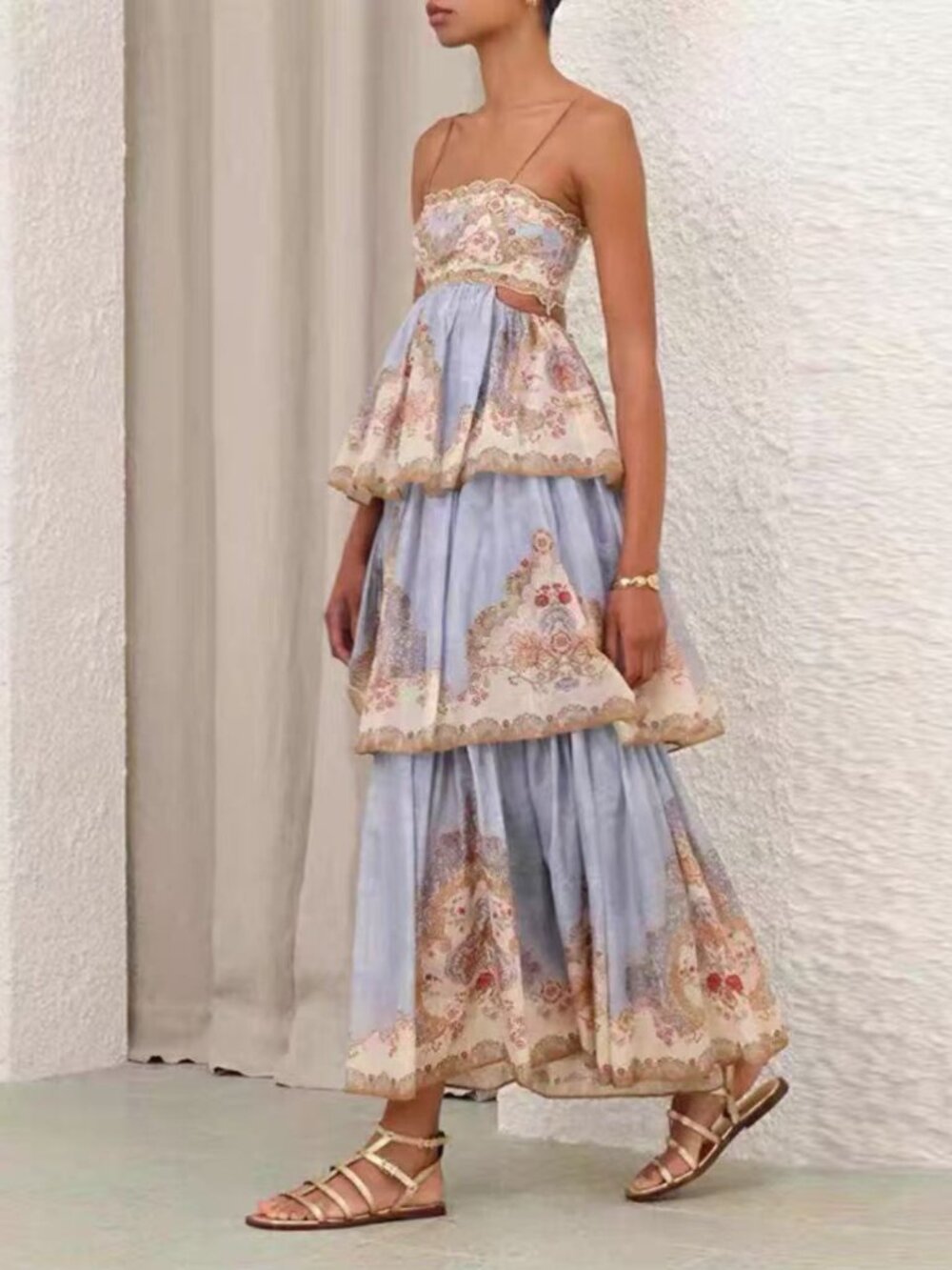 ZIMMERMANN Blue Strappy Beach Resort Maxi Dress  Size 0